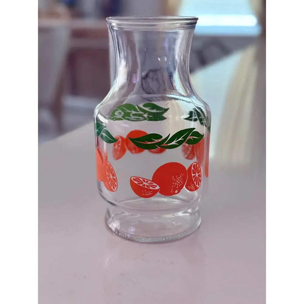 Vintage Anchor Hocking Orange Juice Carafe, Citrus Slice Glass Pitcher